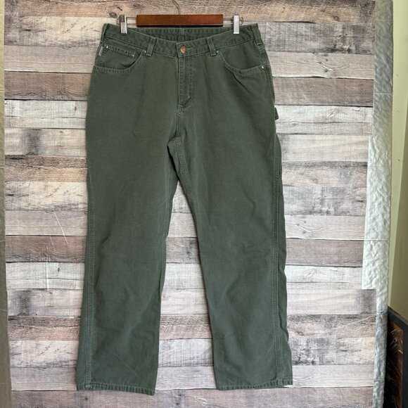 Carhartt Carpenters Denim Jeans Green Women's Size 12 x 29 - Picture 1 of 8